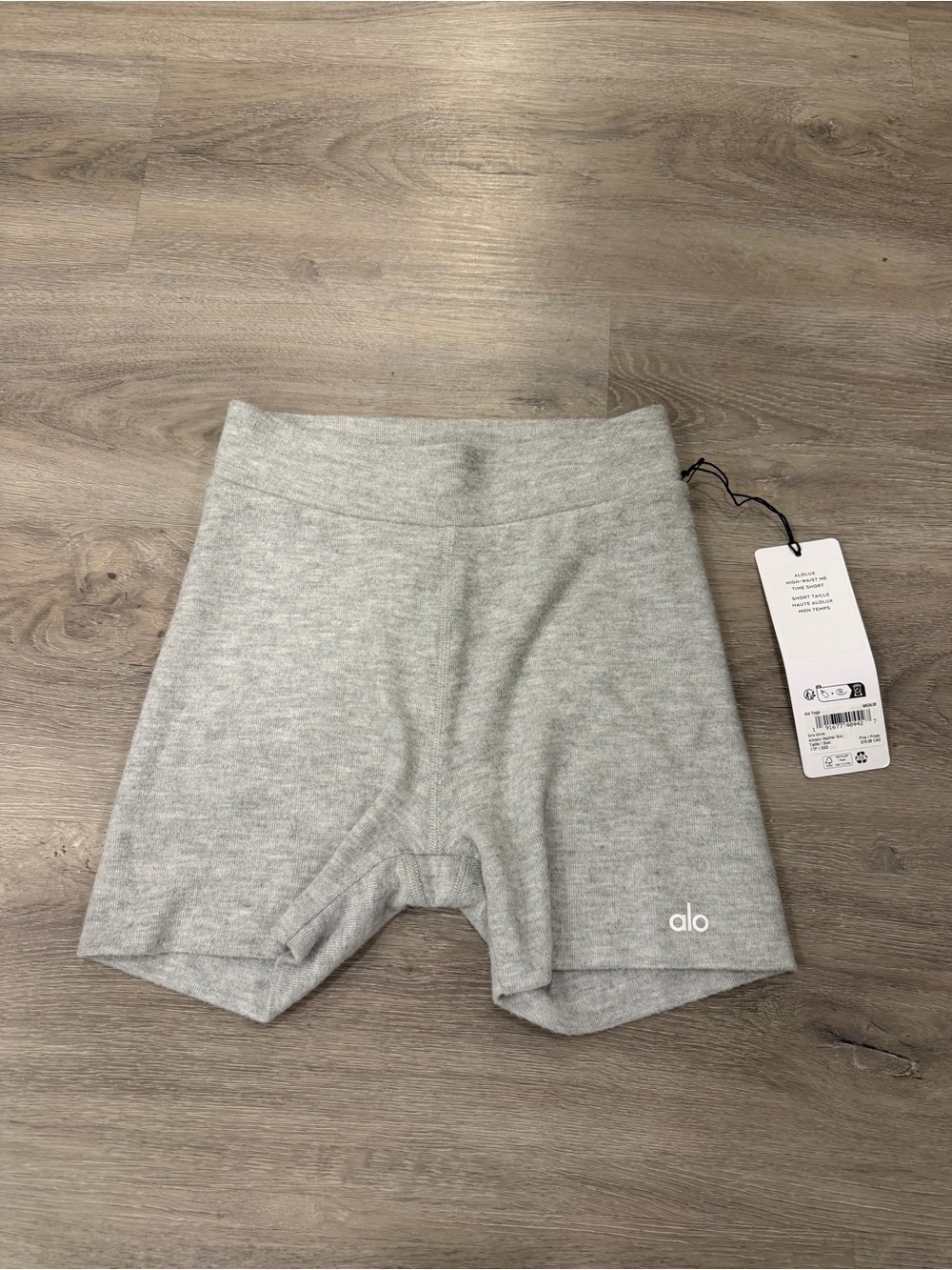 ALO Yoga Light Gray High-Rise Bike Shorts